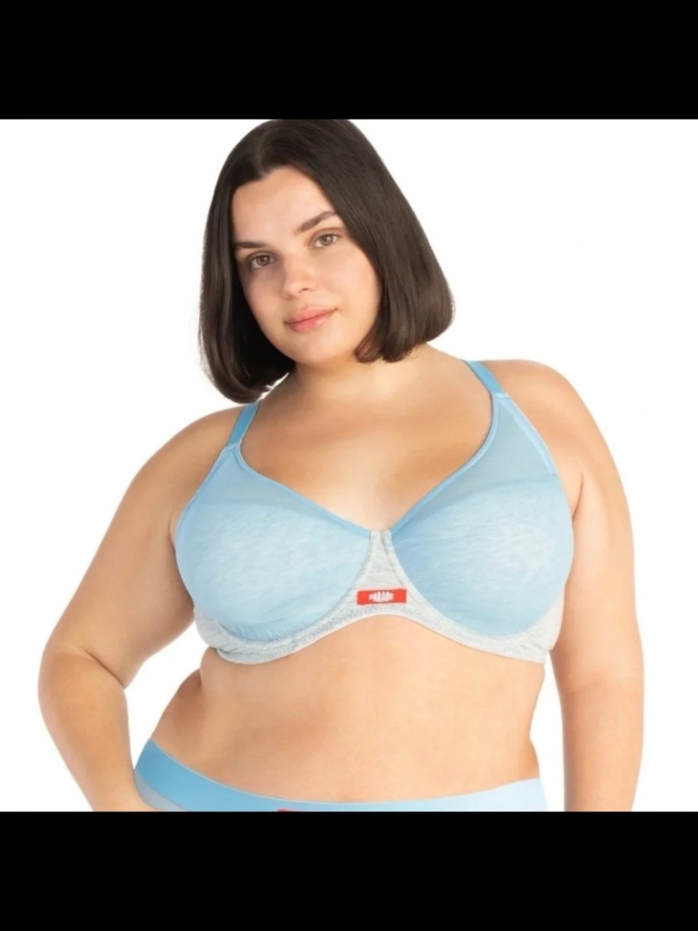 Parade Light Blue and Heather Gray Underwire Modal & Mesh Bra NWT